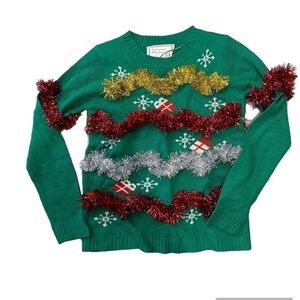 Ugly Christmas Sweater With Love Derek Heart Medium tinsel